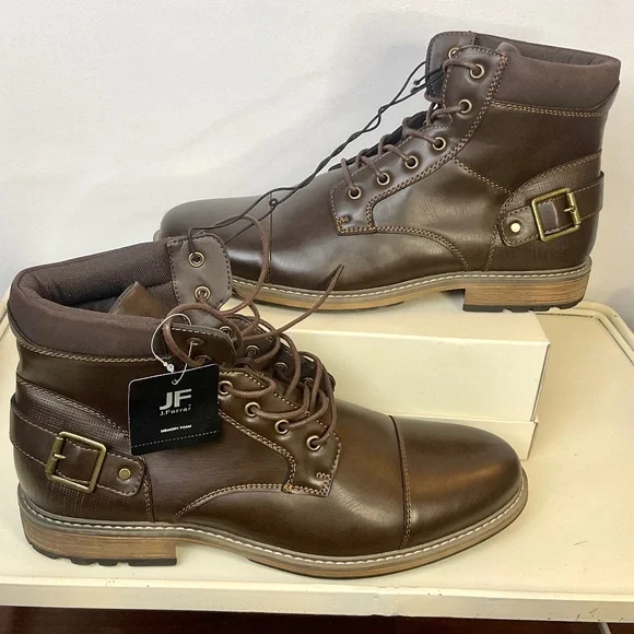 JF J. Ferrar Riverside Brown Comfort Moto Combat Ankle Lace-Up Boot Men's sz 13M - Picture 5 of 13